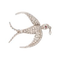 WHITE GOLD AND DIAMOND SWALLOW BROOCH