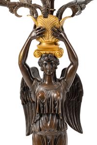 A Large Empire Style Gilt and Patinated Bronze Clock Garniture