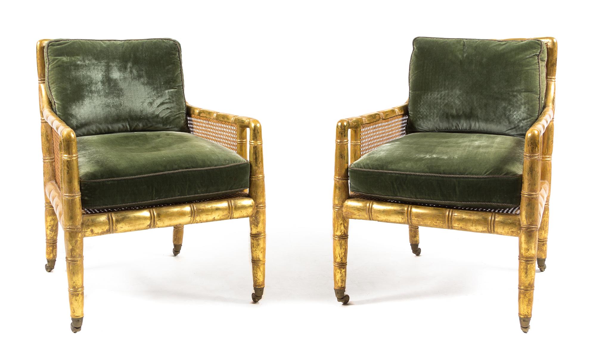 A Pair of Victorian Giltwood Armchairs Height 34 3/4 inches. — LATE 19TH CENTURY