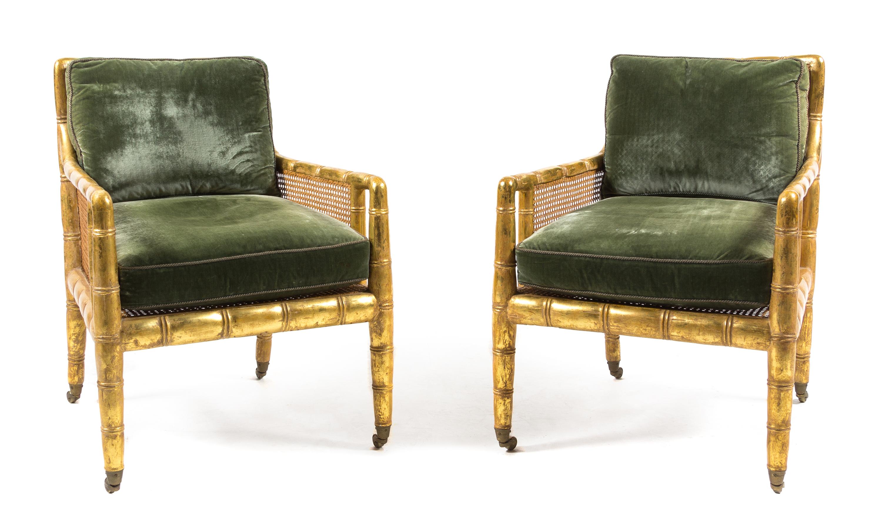 A Pair of Victorian Giltwood Armchairs Height 34 3/4 inches. — LATE 19TH CENTURY
