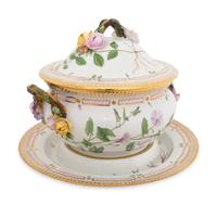A Royal Copenhagen Flora Danica Porcelain Soup Tureen, Cover and Stand
