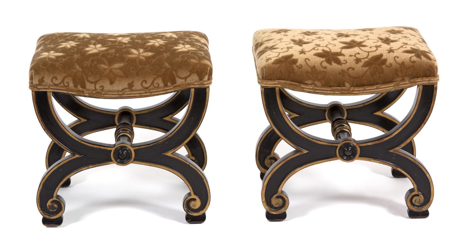 A Pair of Regency Style X-Form Tabourets Height 18 inches. — 20TH CENTURY