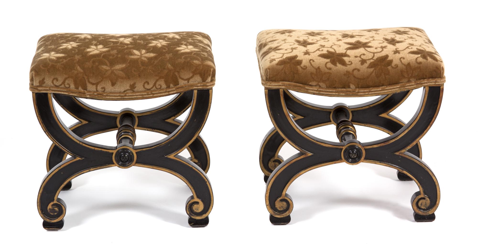A Pair of Regency Style X-Form Tabourets Height 18 inches. — 20TH CENTURY