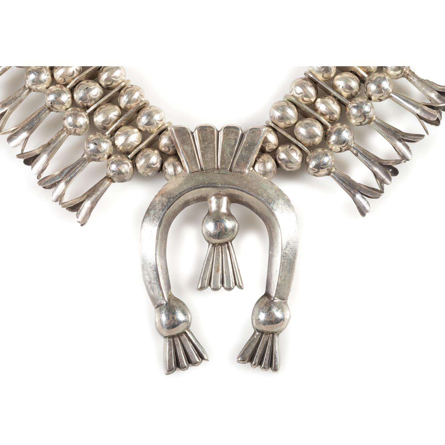 Navajo Silver Squash Blossom Necklace