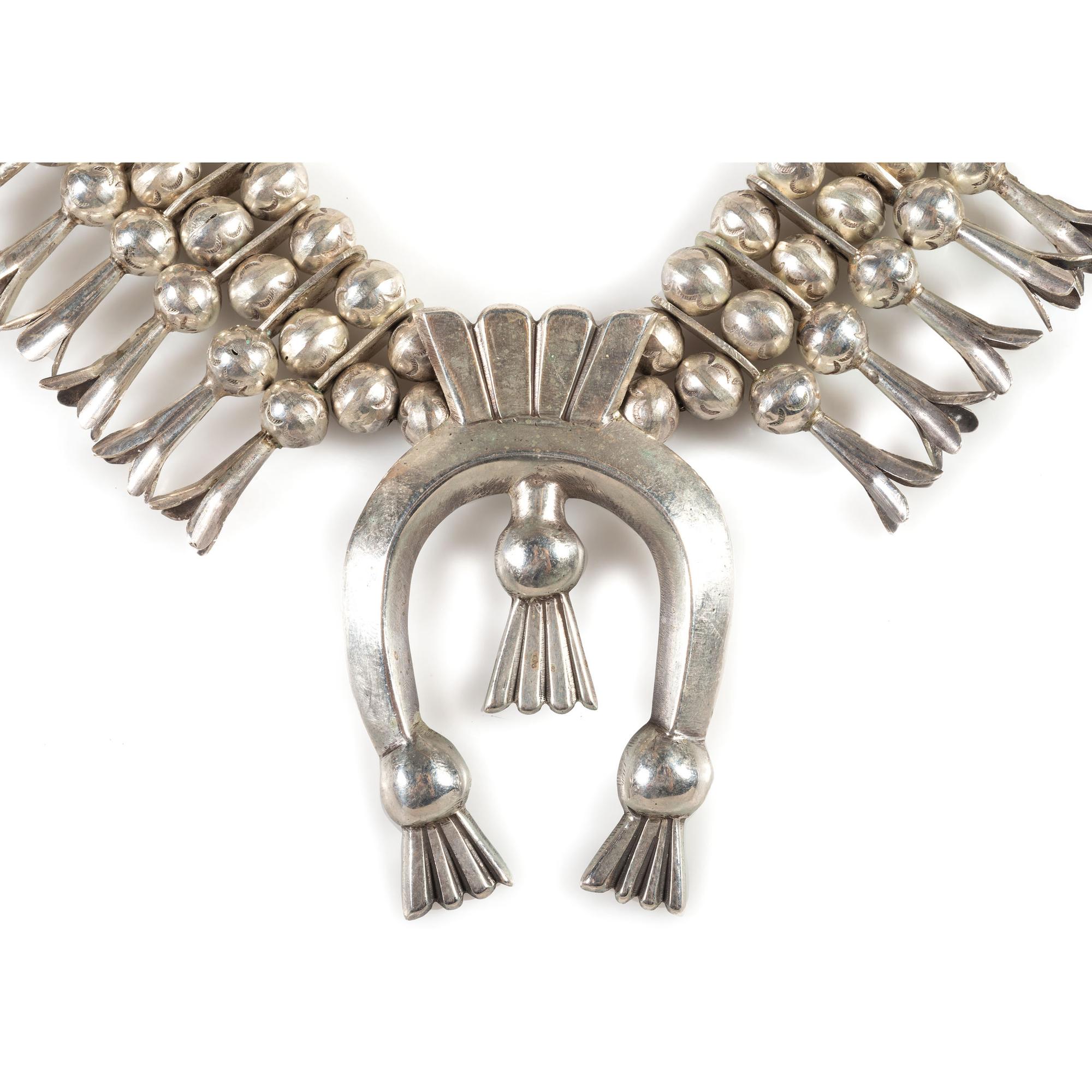 Navajo Silver Squash Blossom Necklace
