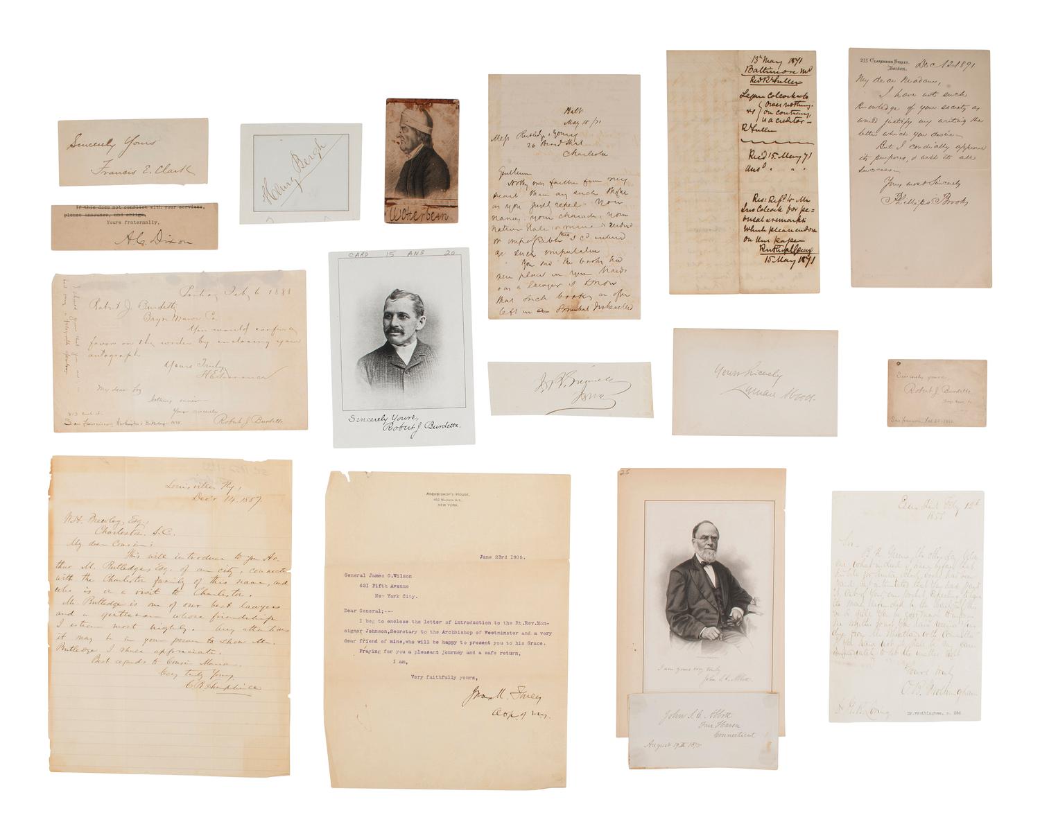 [RELIGION] -- [AUTOGRAPHS]. Large group of autographs from religious and thought leaders.