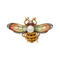 EVELYN CLOTHIER, DIAMOND, MULTIGEM AND PLIQUE-À-JOUR ENAMEL BEE BROOCH