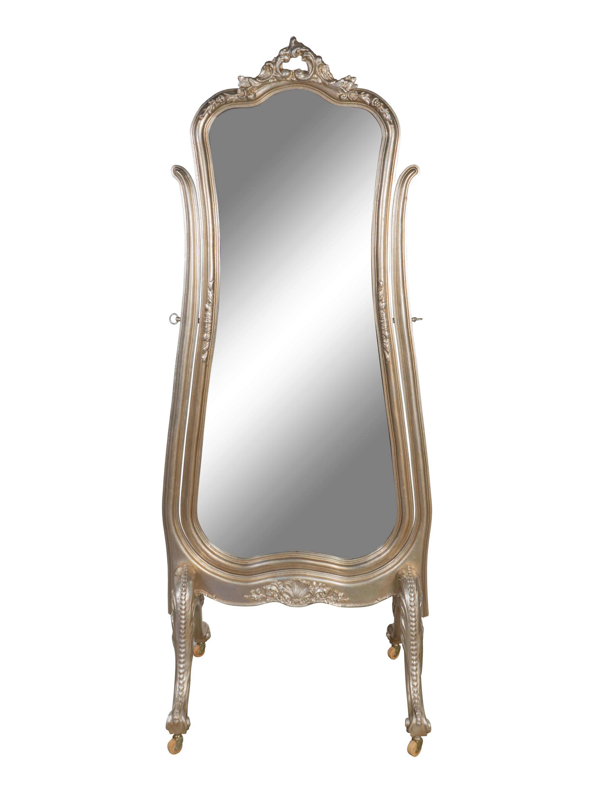 A Silver Painted Cheval Mirror — 21ST CENTURY