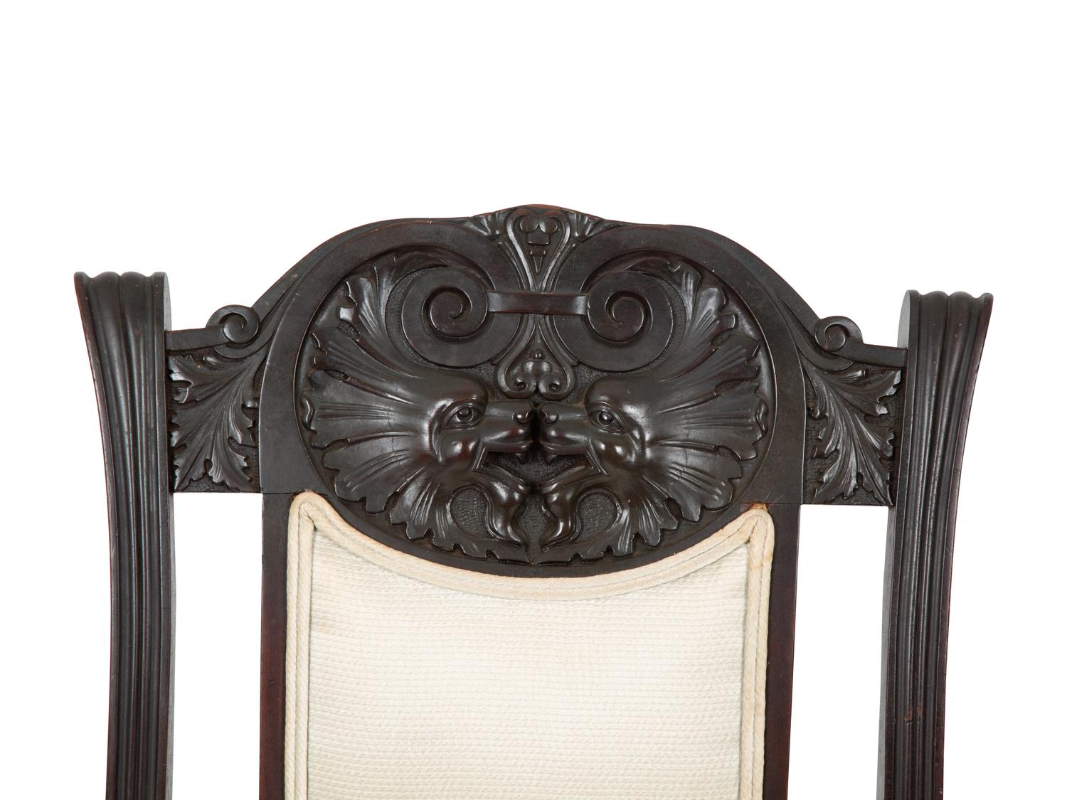 Four Victorian Carved Carved and Stained Oak Side Chairs — 19TH/20TH CENTURY