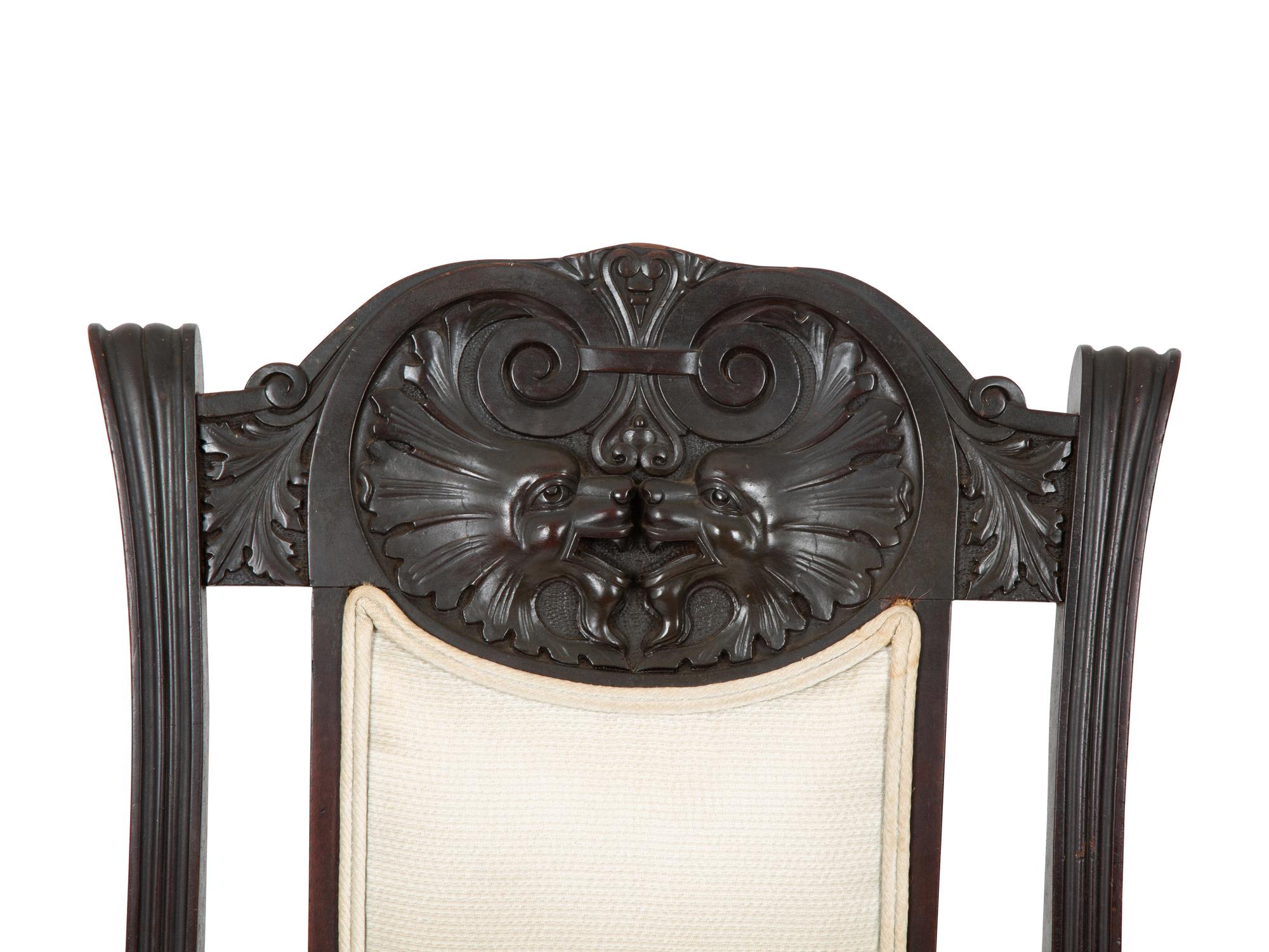 Four Victorian Carved Carved and Stained Oak Side Chairs — 19TH/20TH CENTURY