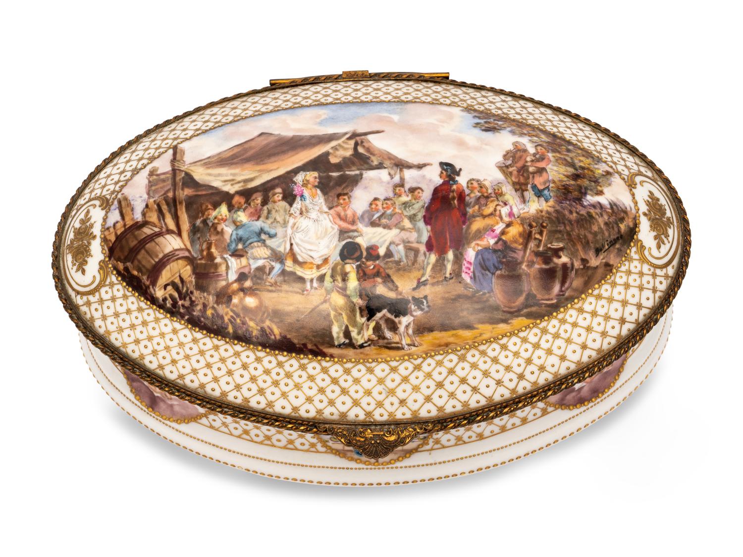 A Sèvres Style Porcelain Table Casket