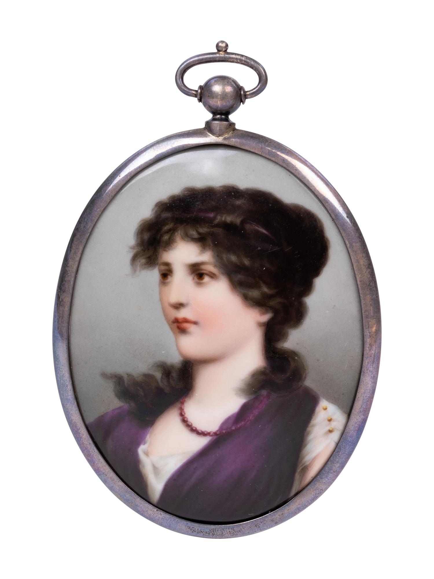 A Continental Silver-Framed Porcelain Plaque