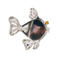 OPAL, DIAMOND AND GEMSTONE FISH PENDANT