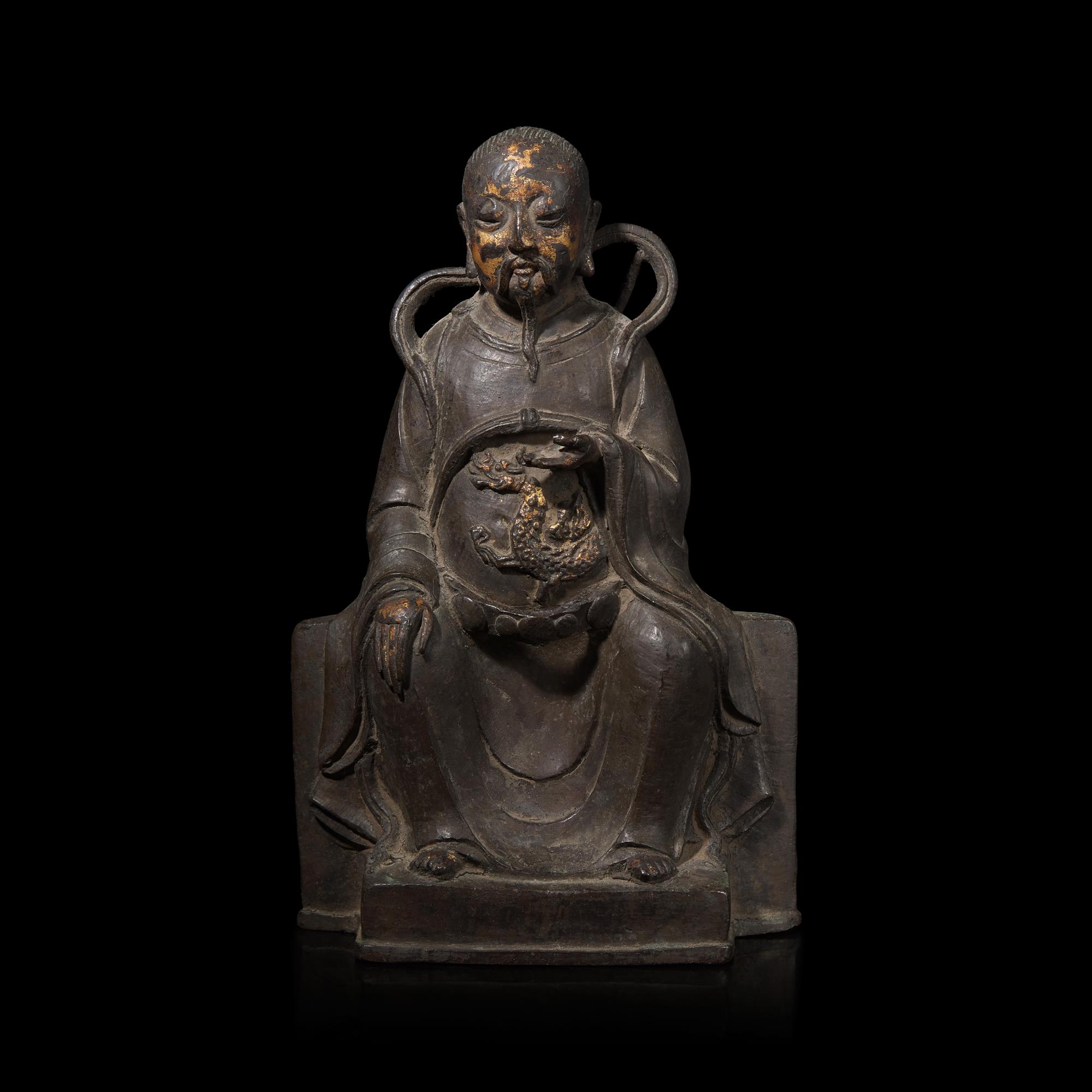 A Chinese Parcel Gilt Bronze Figure of Zhenwu, Ming Dynasty — 明 銅鎏金真武大帝