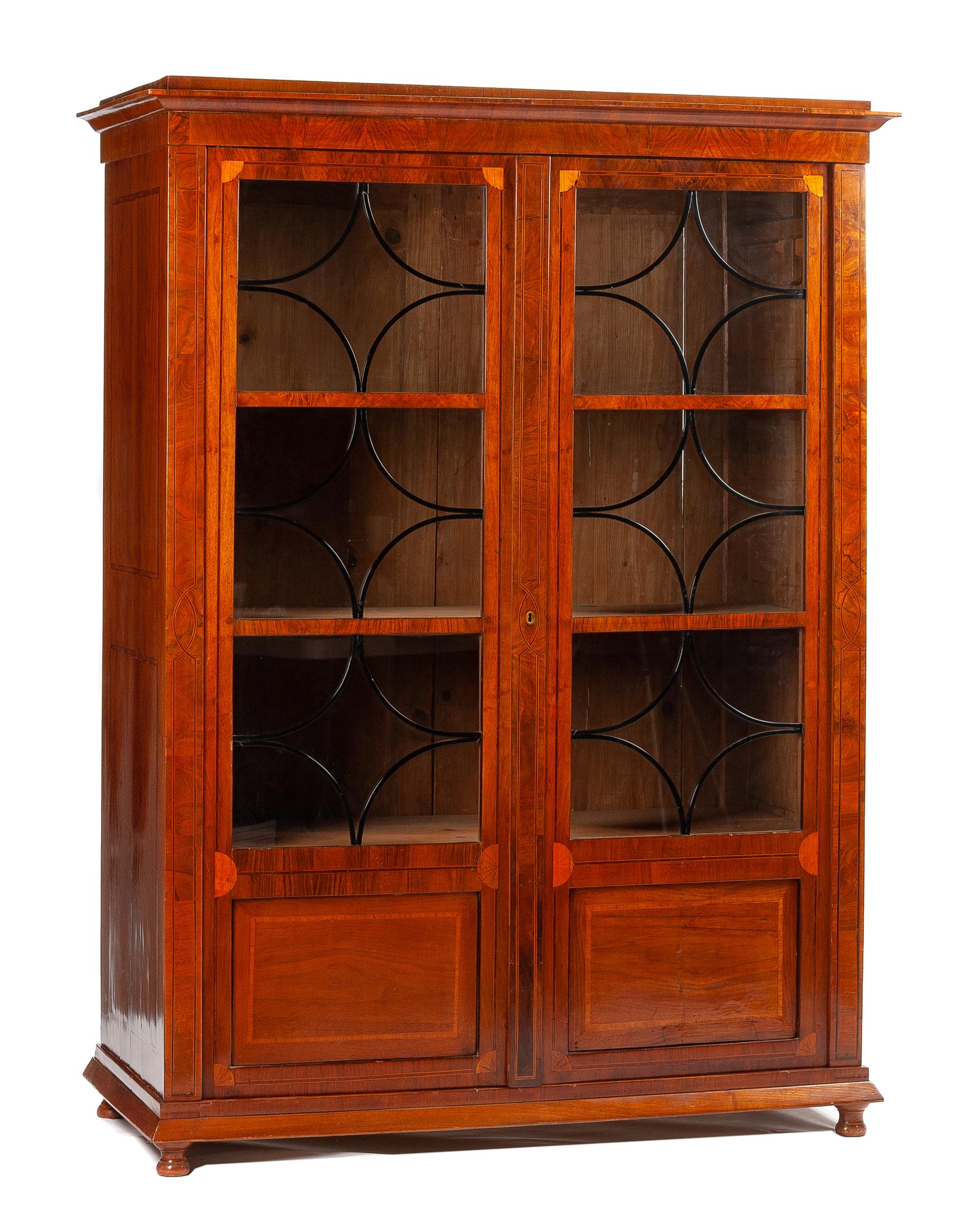 An Austrian Parcel Ebonized Vitrine Height 74 x width 55 x depth 25 3/4 inches. — 19TH CENTURY