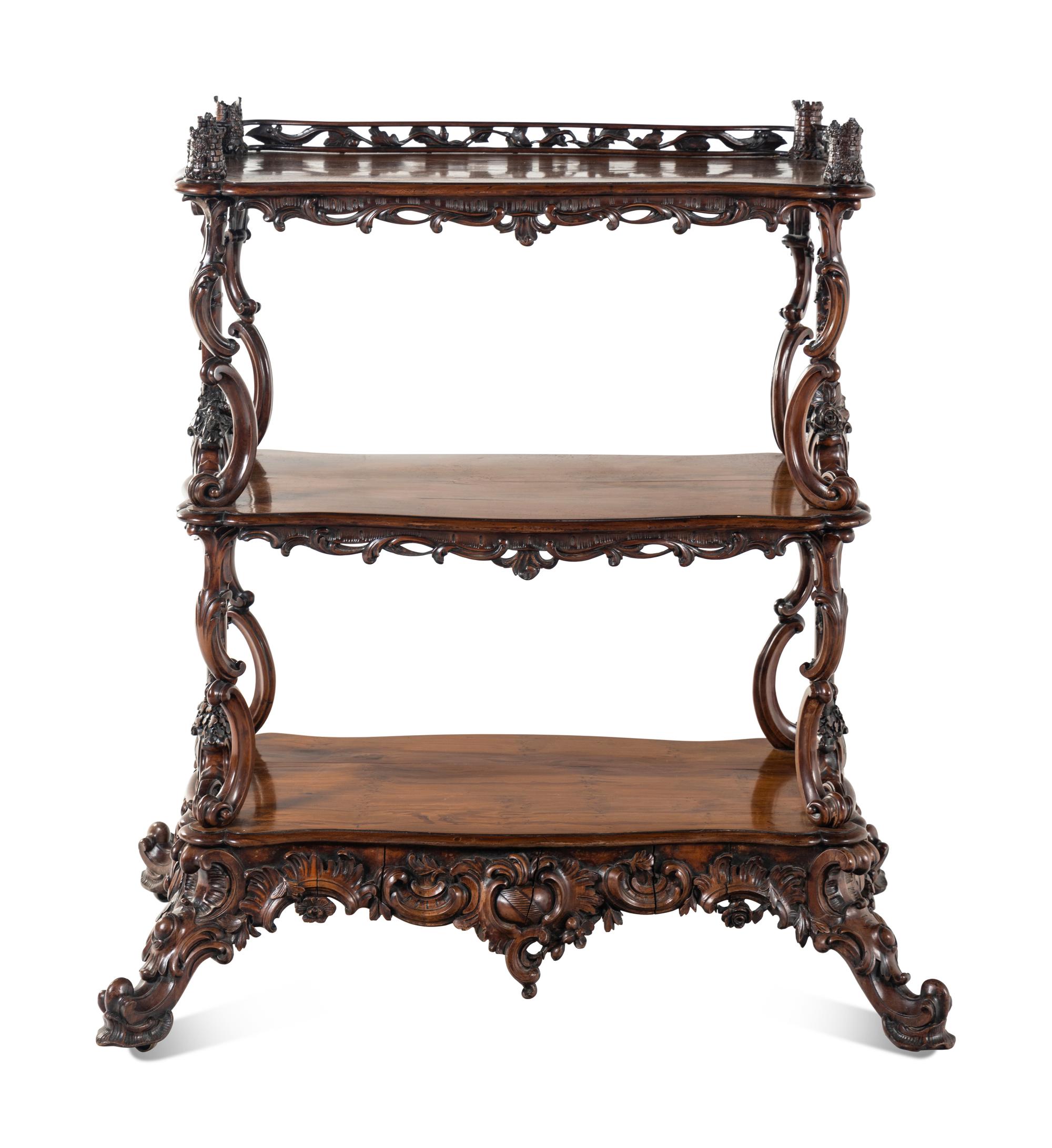 An Irish Carved Mahogany Etagere