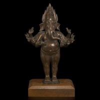 An Indian brass standing figure of Ganesh 铜塑象头神 19th century ????