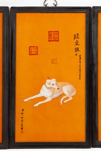 A Set of Ten Chinese Porcelain Plaques Depicting the Emperor's Dogs — AFTER GUISEPPE CASTIGLIONE