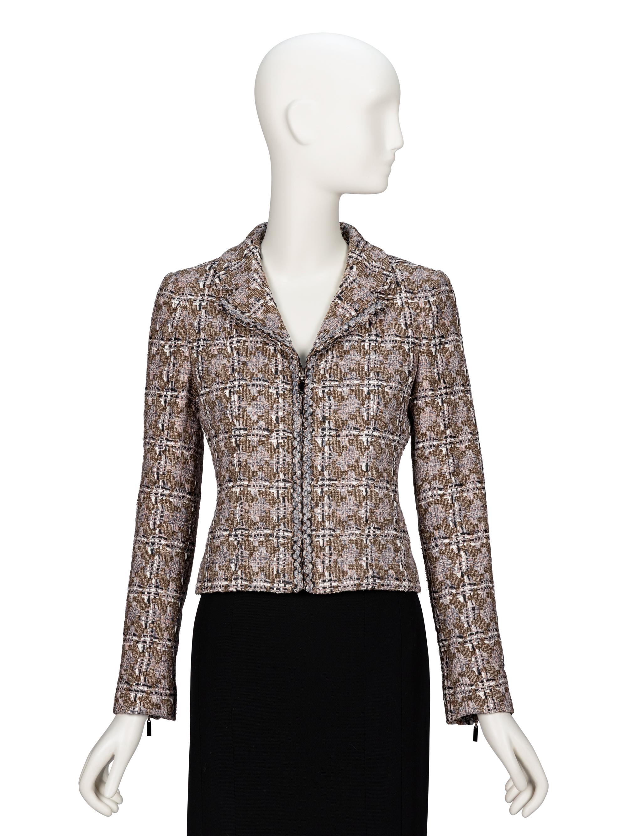 Chanel, Brown Checked Tweed Jacket