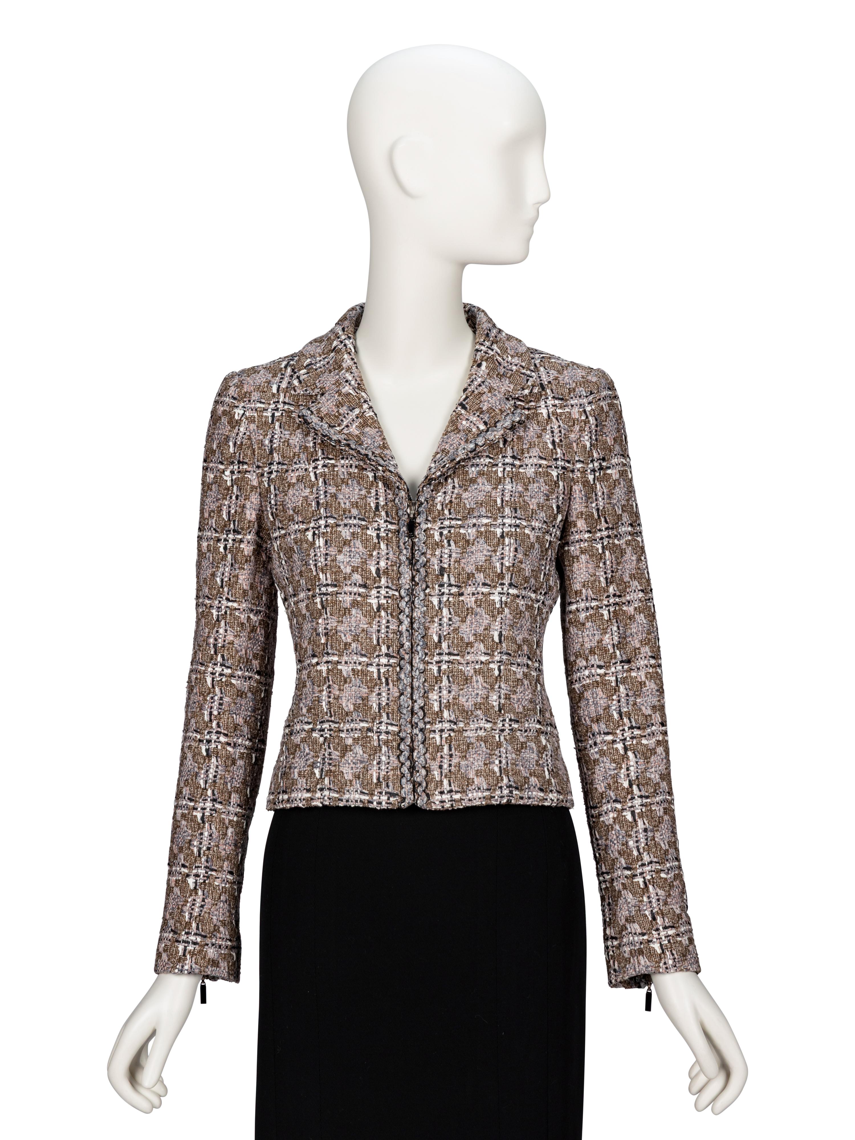 Chanel, Brown Checked Tweed Jacket