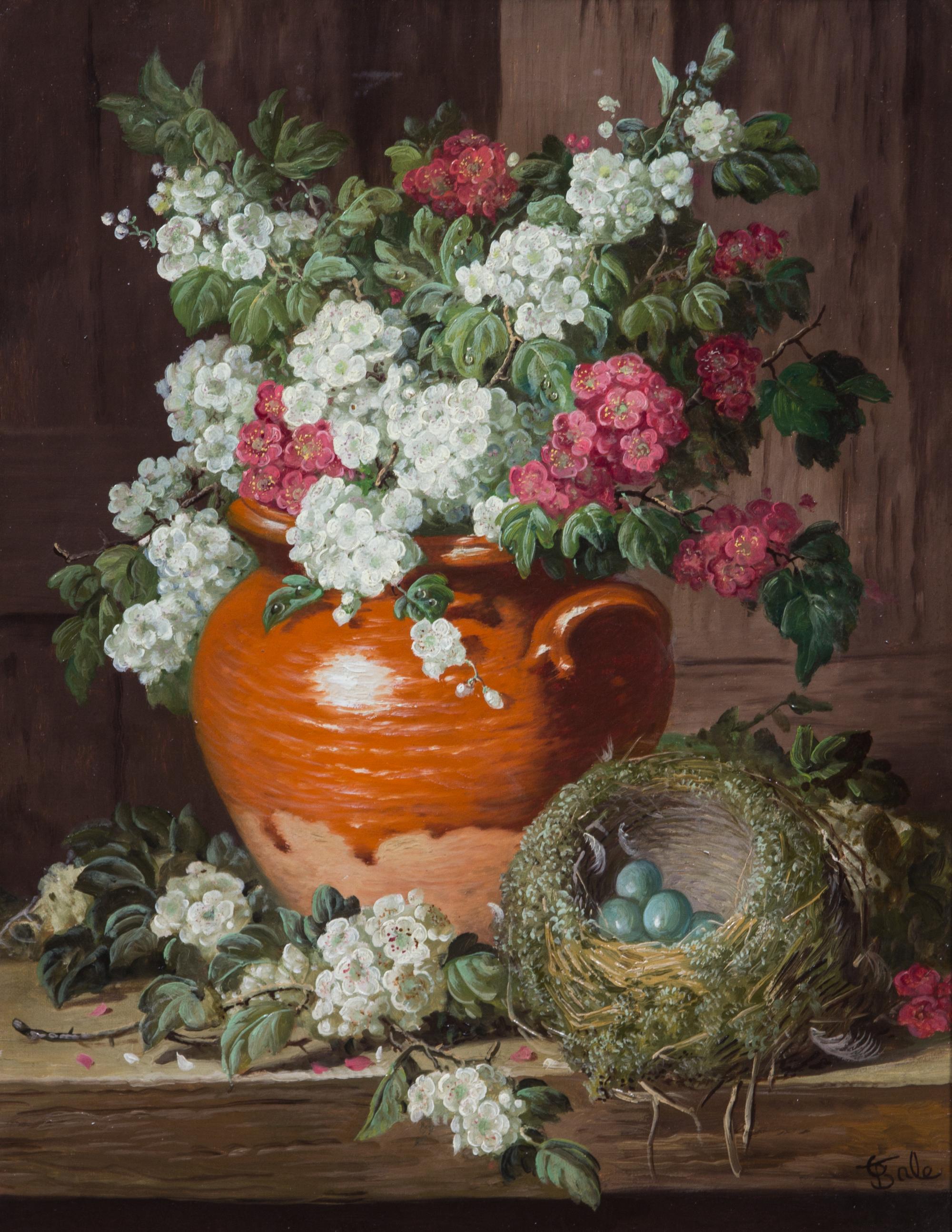 Charles Thomas Bale, (British, act. 1866-1895), Floral Still Life with Bird's Nest
