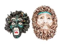 A Pair of Terra Cotta Opera Masks
