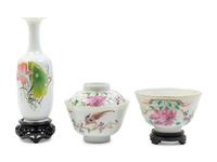 Three Chinese Famille Rose Porcelain Articles