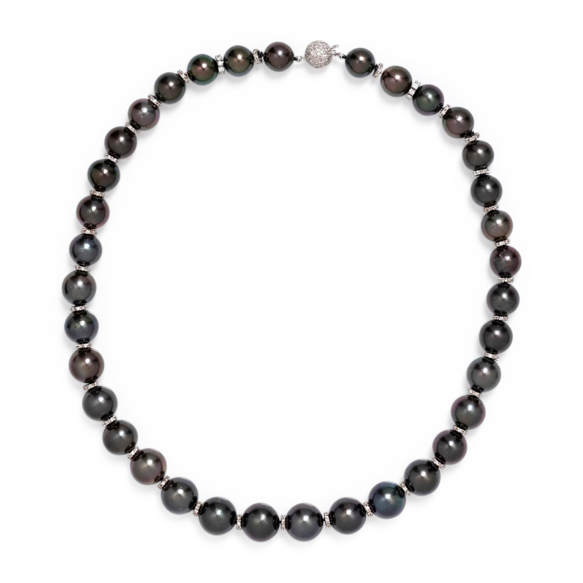CULTURED TAHITIAN PEARL AND DIAMOND NECKLACE