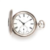 BRITISH, STERLING SILVER DEMI-HUNTER POCKET WATCH