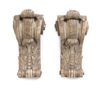 A Pair of Carved Marble Corbels Height 15 x width 8 inches. — LATE 19TH CENTURY
