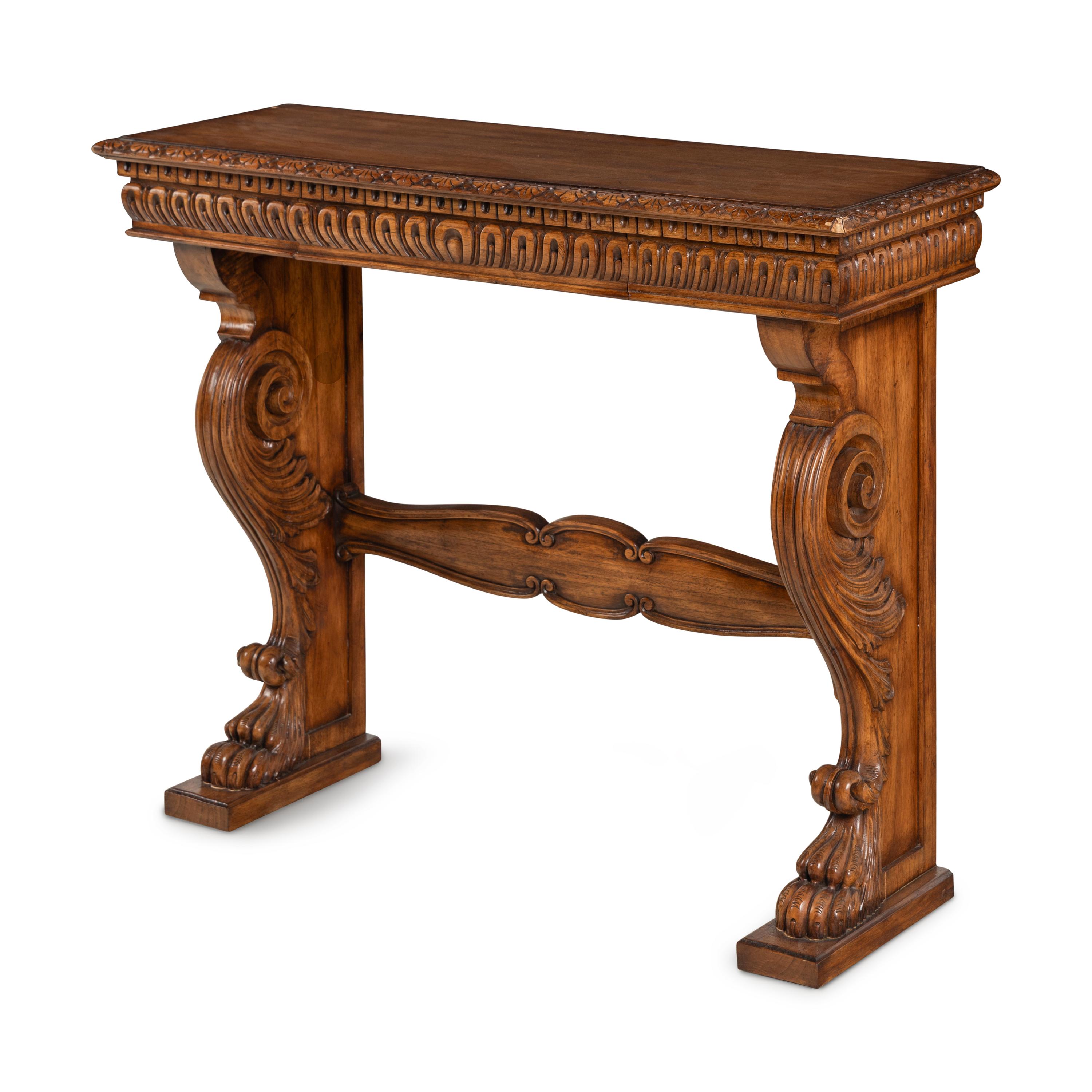 An Italian Baroque Style Walnut Console Table