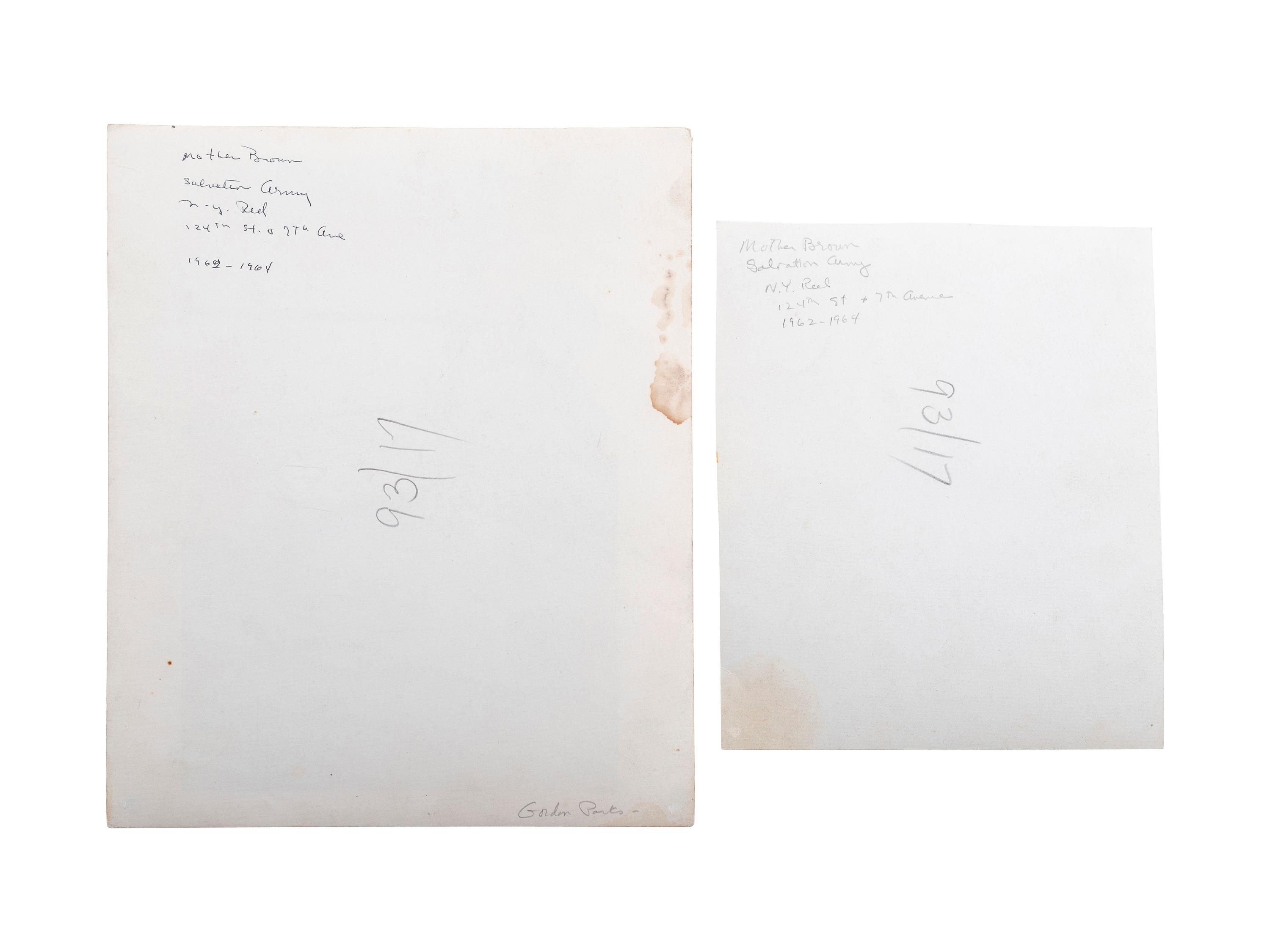 [DAVIDSON, Bruce, photographer (b. 1933)]. Pair of photographs of Mother Brown at age 110, New York City. Printed after 1962.