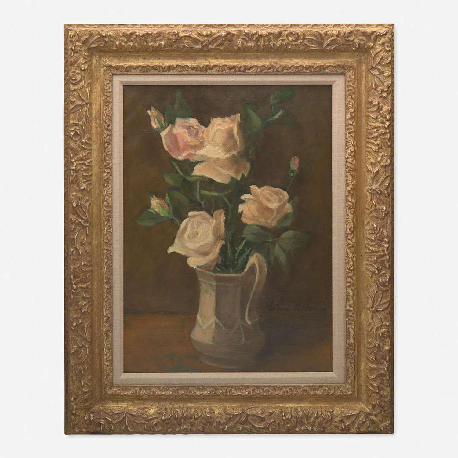 Hobson Pittman (American, 1900-1972) Roses in an Ironstone Pitcher