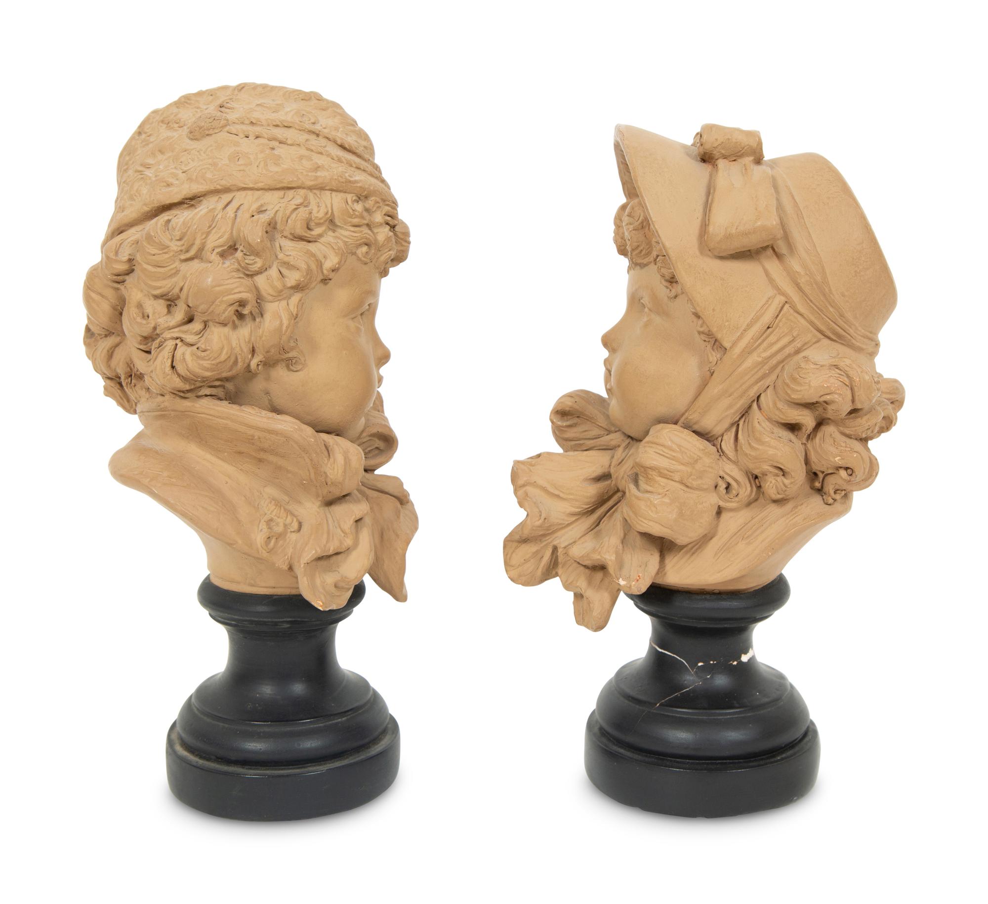 Busts of a Girl and Boy , circa 1880