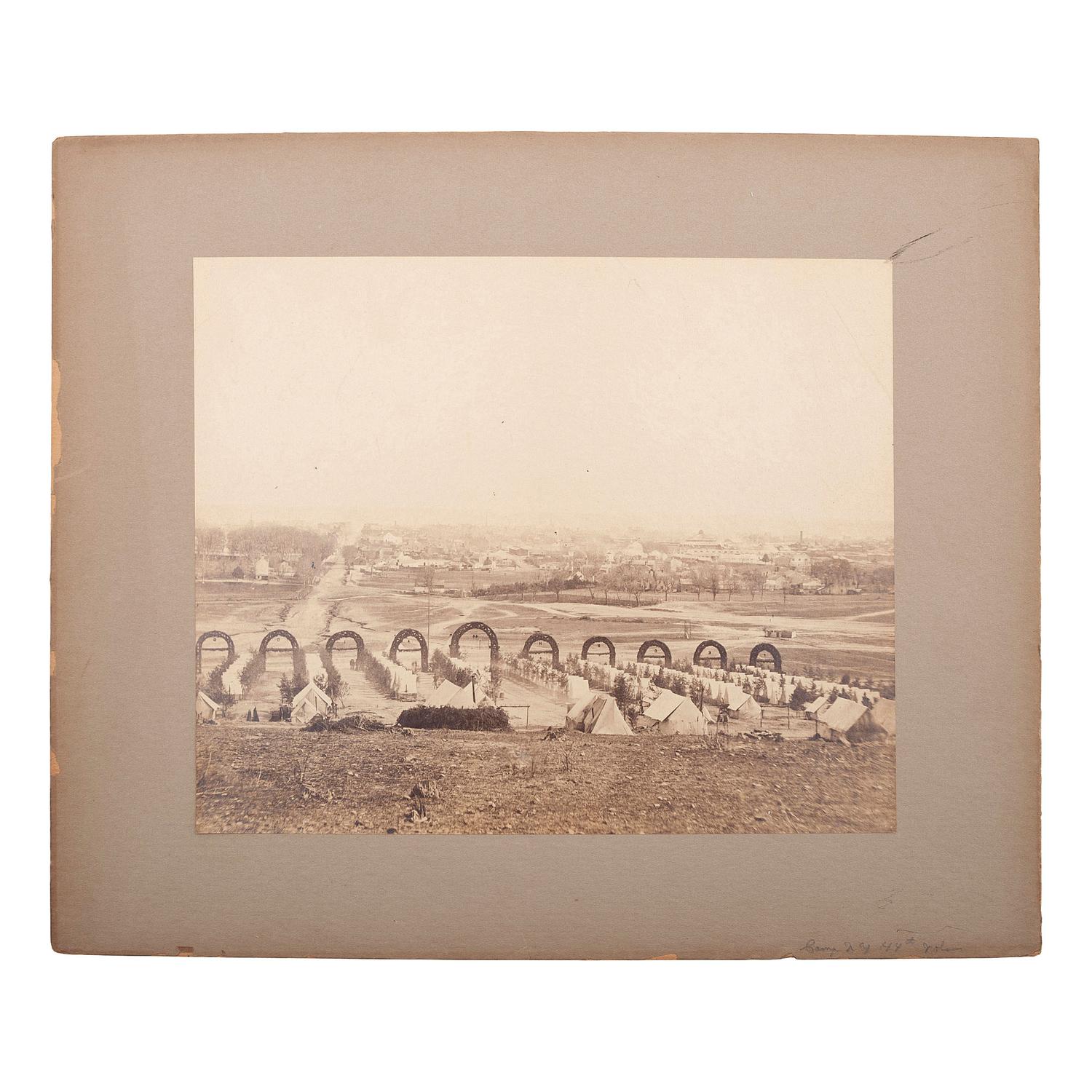 [CIVIL WAR]. Albumen photograph of Camp of the 44th New York Infantry. [Alexandria, Virginia]: n.p., [ca 1864].