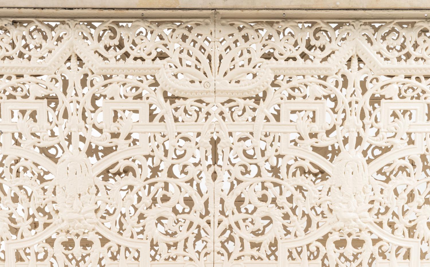 A Victorian White-Painted Cast Iron Marble-Top Radiator Cover