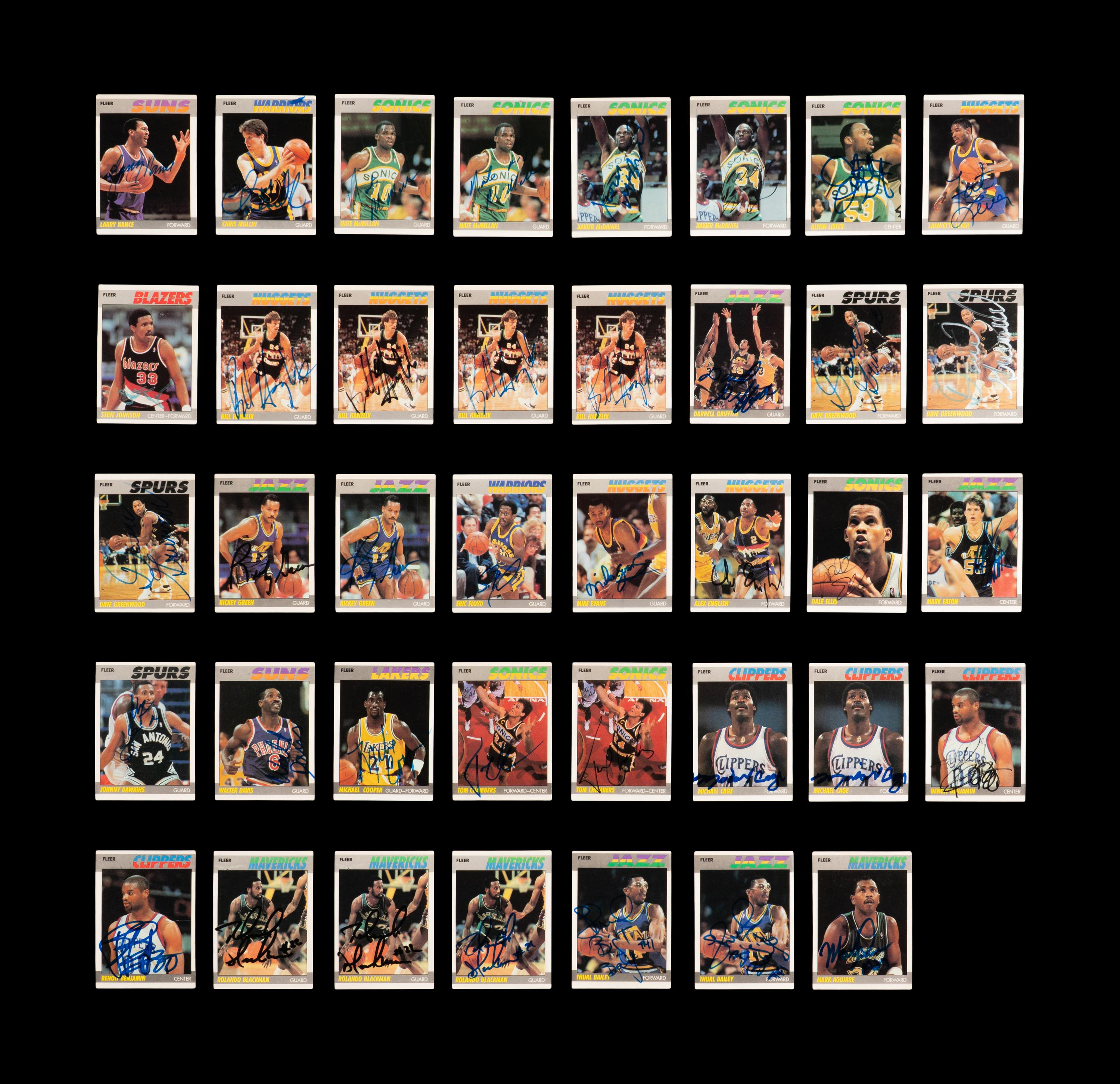 A Collection of 1987 Fleer Signed Autograph Basketball Cards (79)