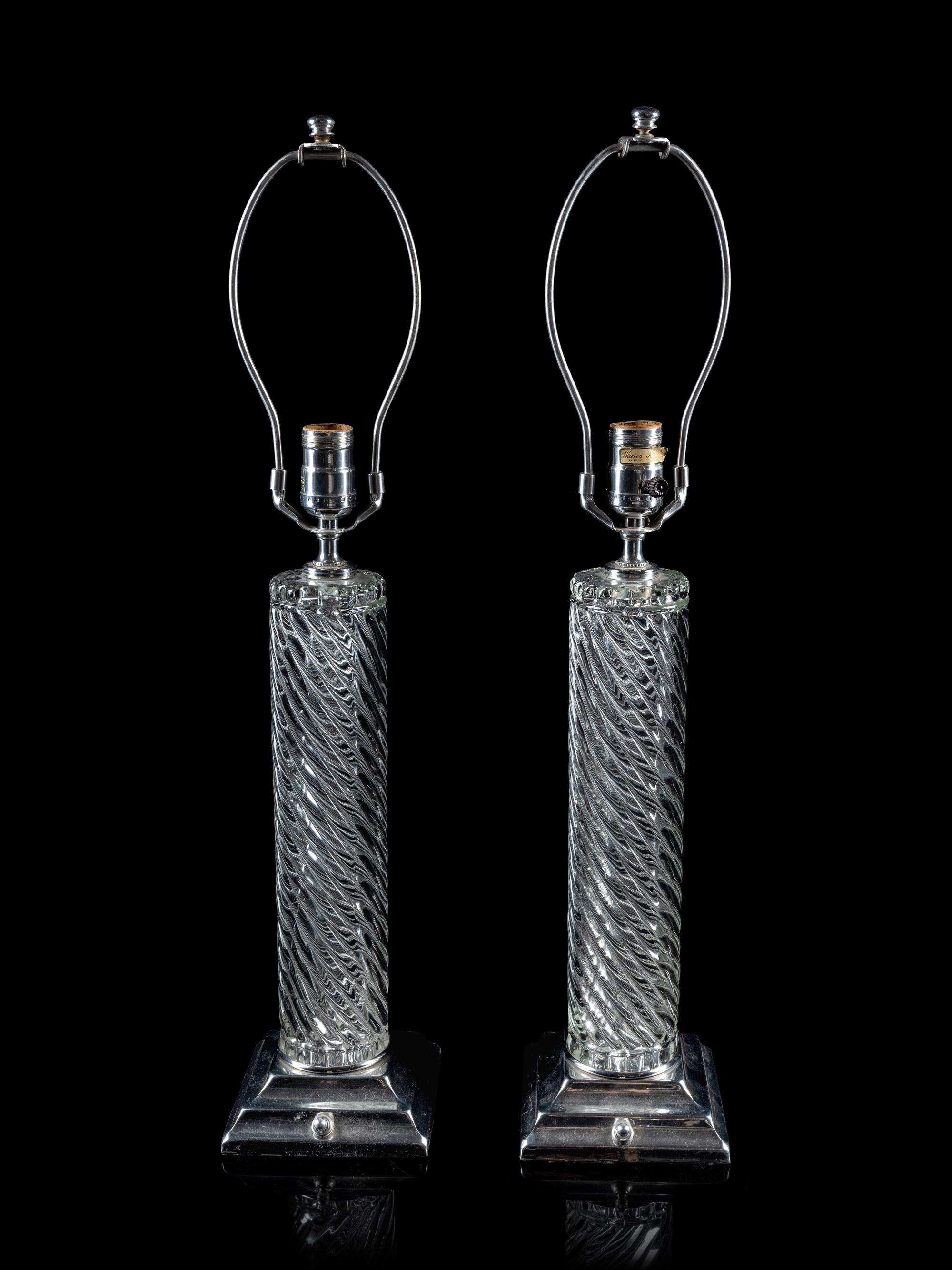 A Pair of Contemporary Molded Glass Lamps — 20TH CENTURY