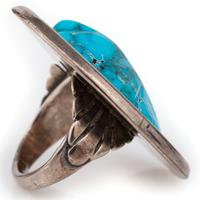 Silver, Turquoise, and Jet Ring