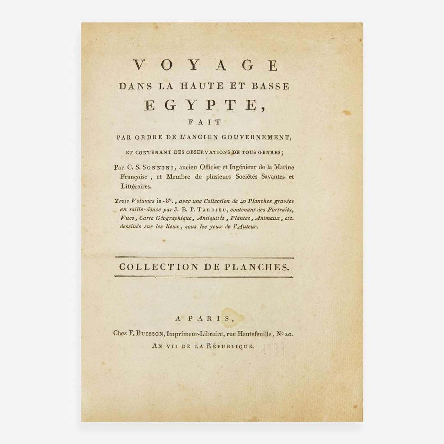 [Travel & Exploration] Sonnini, C.S. Voyage dans la haute et basse Egypte, fait par ordre de l'ancien gouvernement...