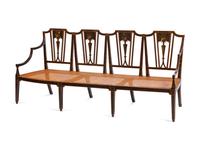 A George III Style Caned and Painted Quadruple Chairback Settee — 19TH CENTURY