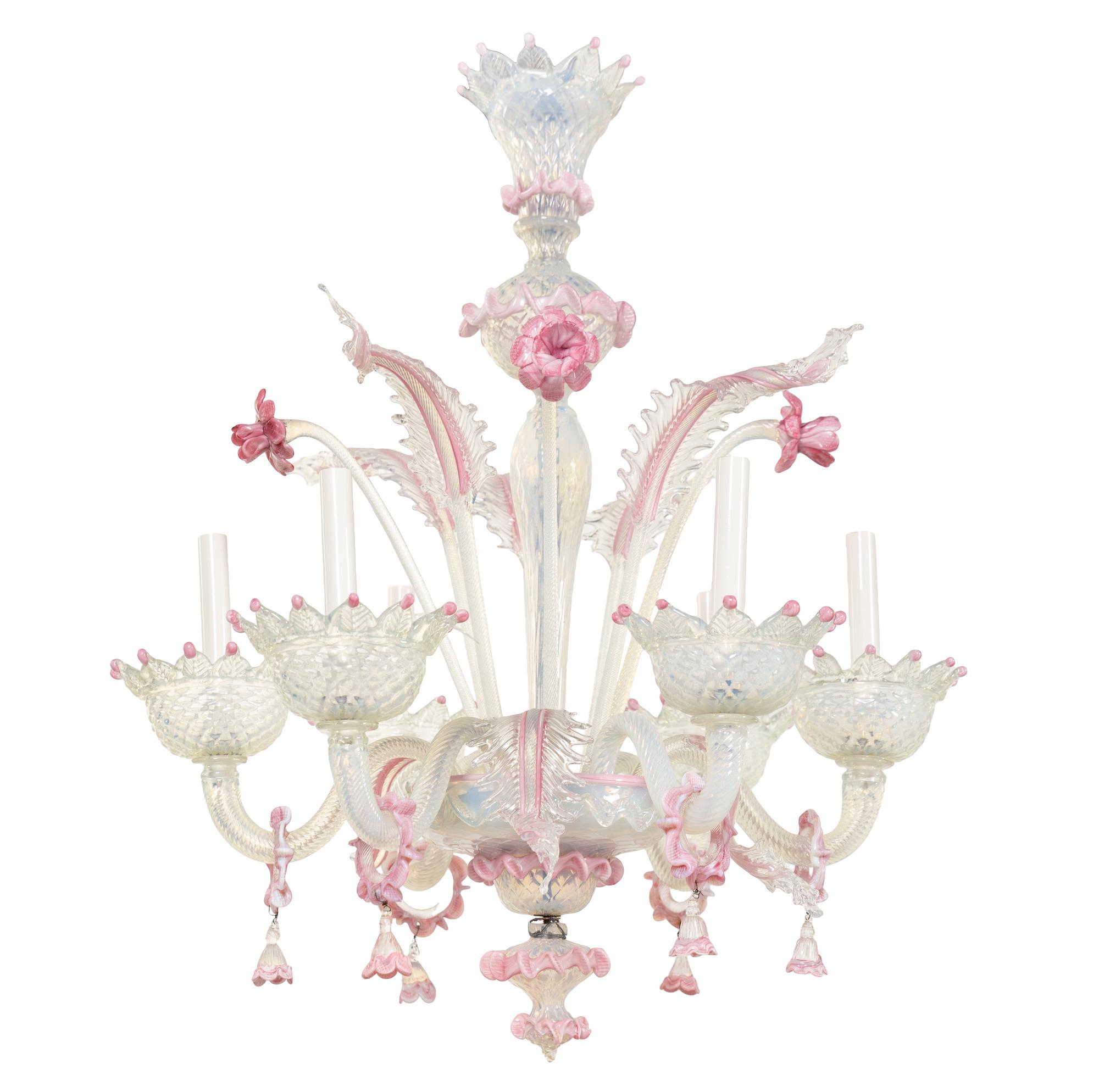 A Murano Glass Six-Light Chandelier