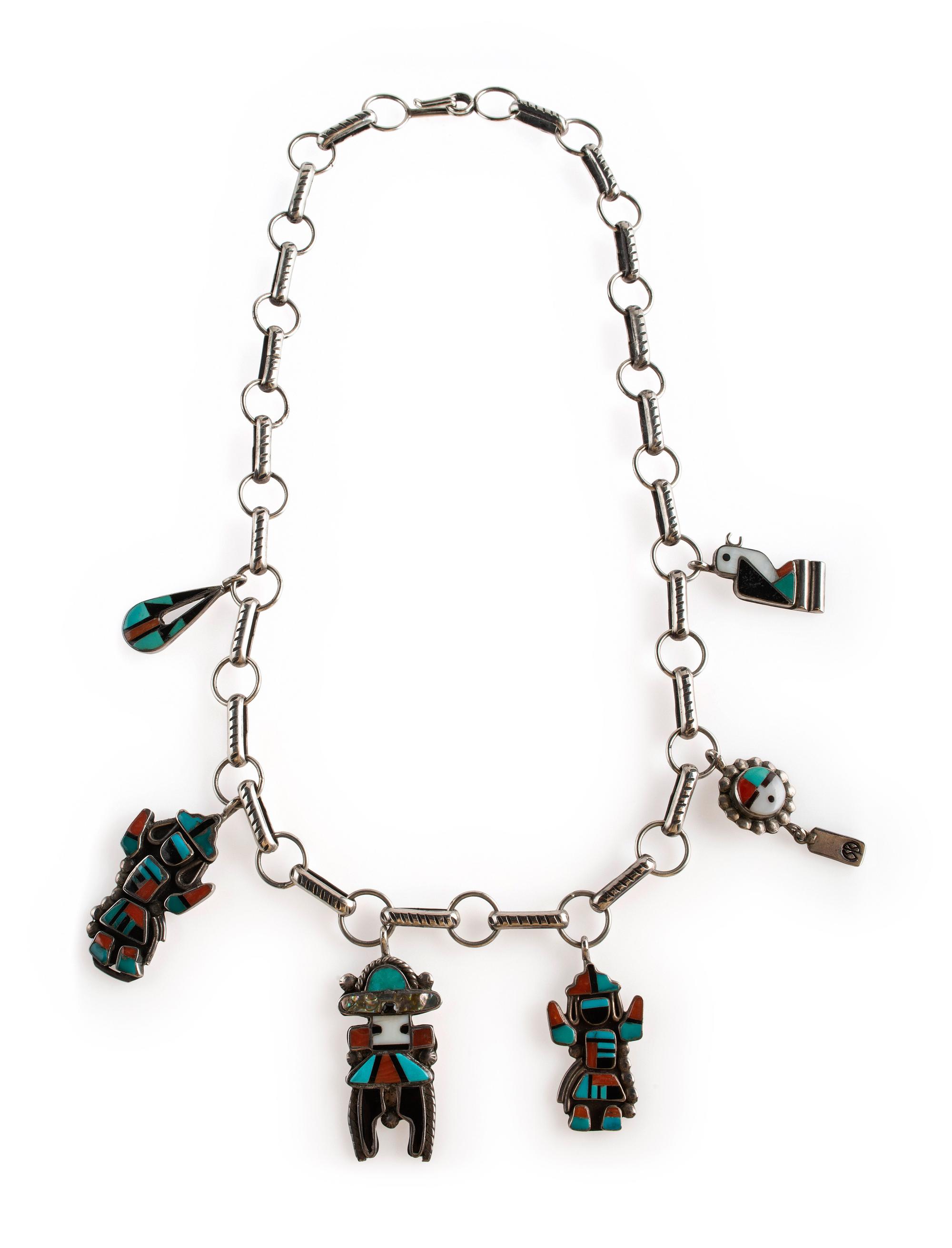 Zuni Channel Inlay Charm Necklace