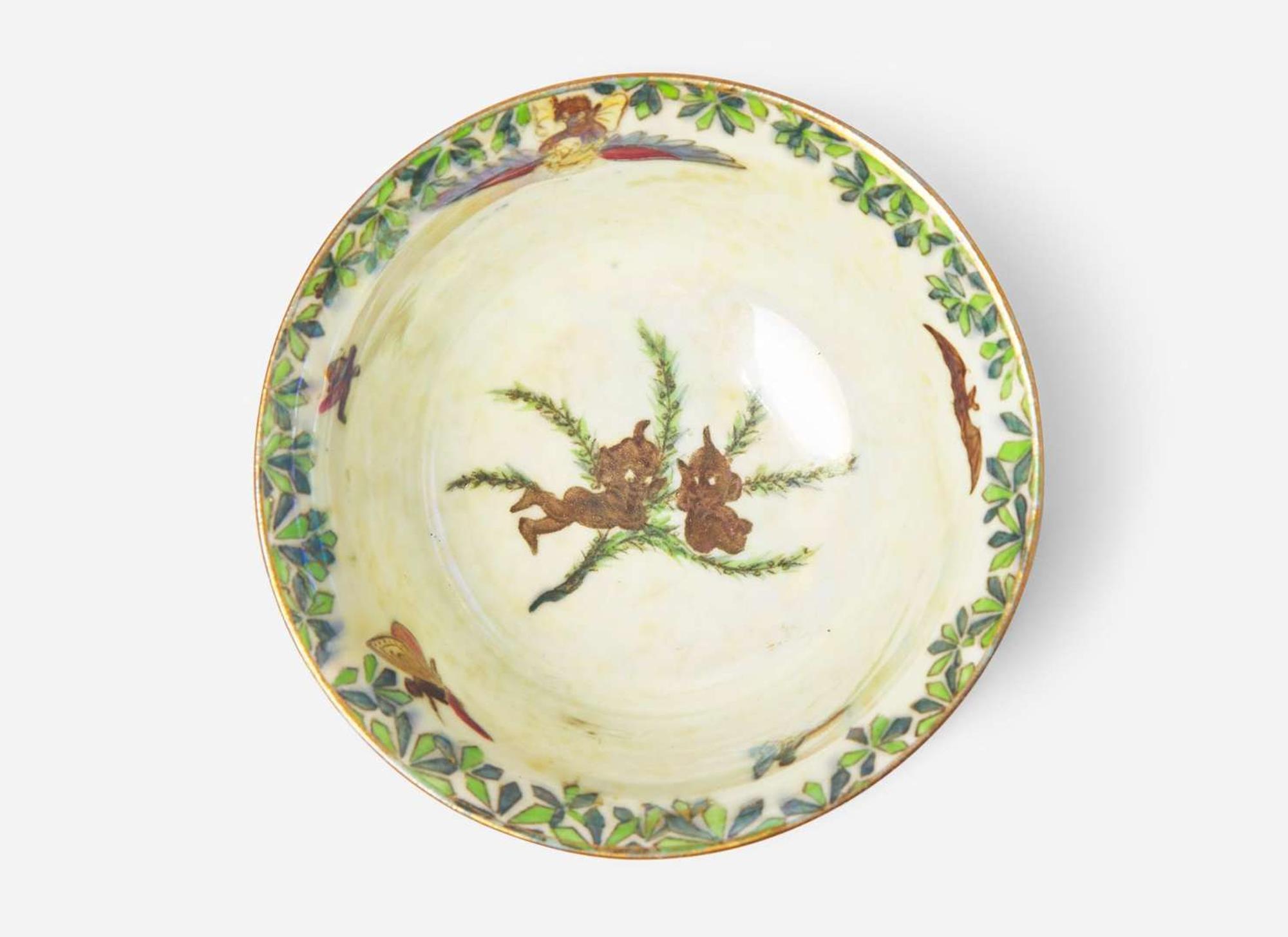 A Small Wedgwood Black Fairyland Lustre "Butterfly Woman" Bowl, UK, 1920s