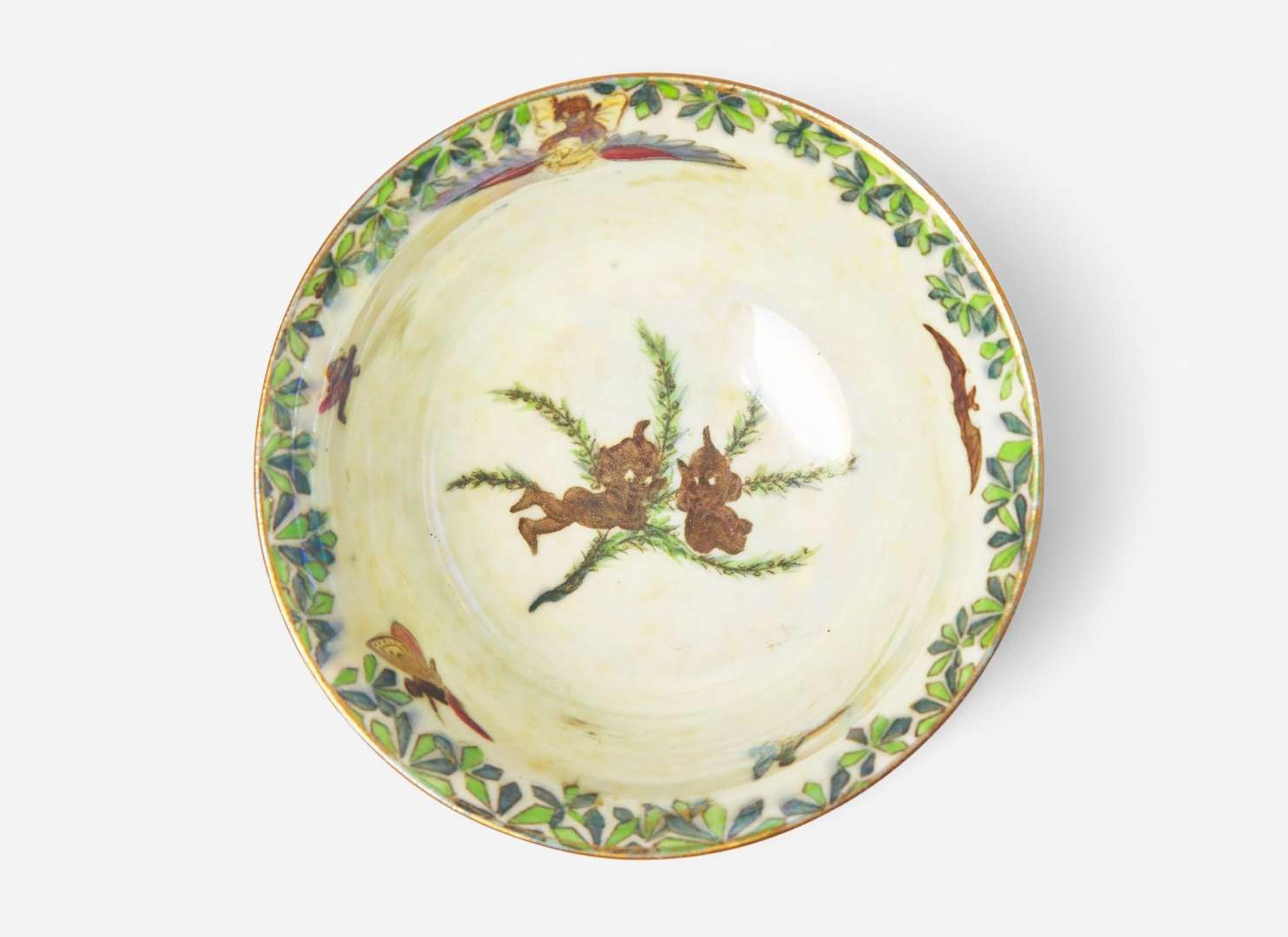 A Small Wedgwood Black Fairyland Lustre "Butterfly Woman" Bowl, UK, 1920s