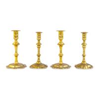 Two Pairs of English Brass Candlesticks