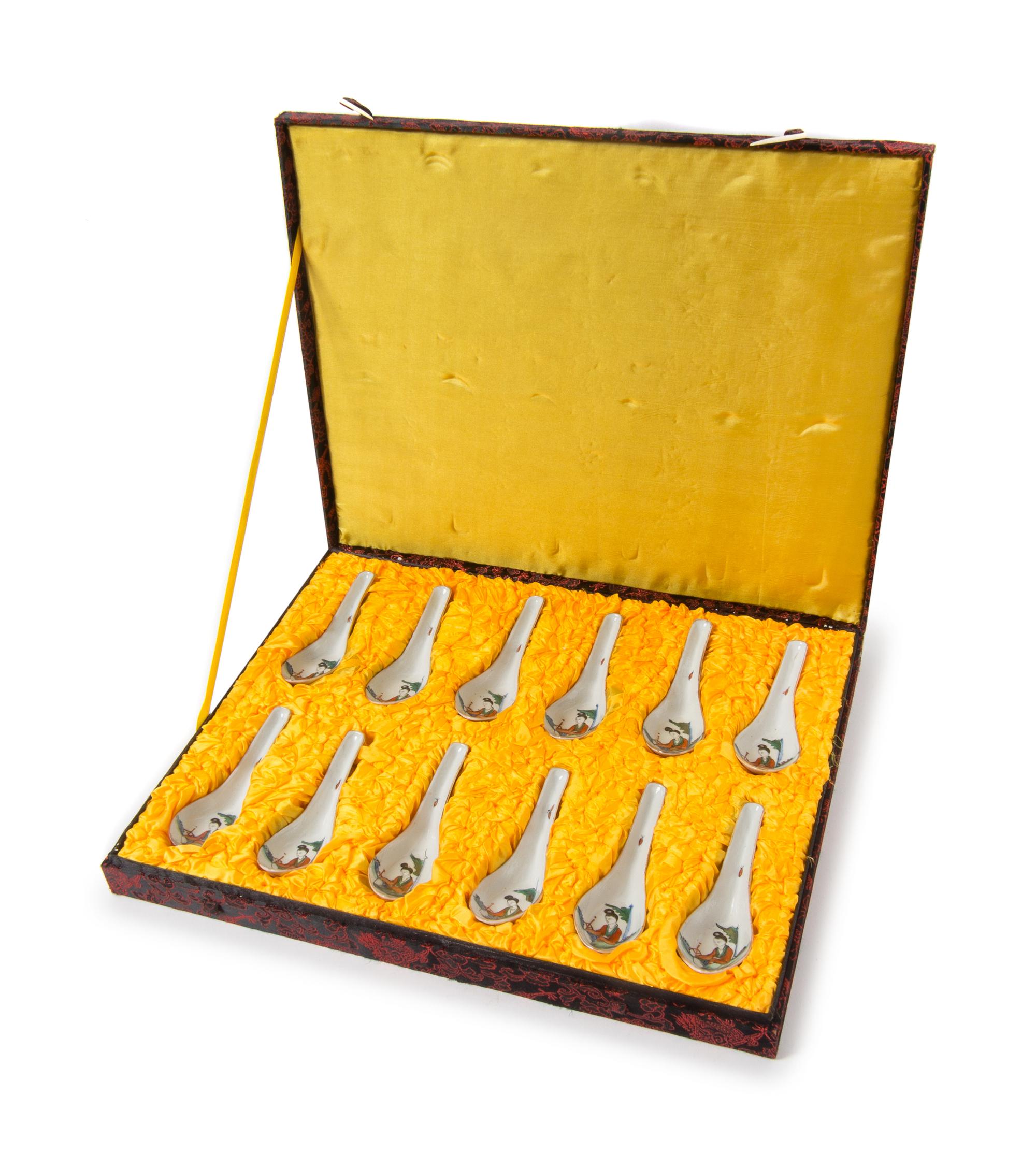 A Set of Twelve Famille Rose Porcelain Spoons Length of each 5 1/2 inches. — REPUBLIC PERIOD