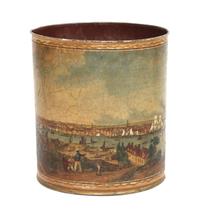 A French Painted Metal Wastebasket Height 12 inches