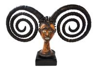 An Ekoi (Nigerian) Carved and Polychrome Decorated Bust Height 19 inches. — 20TH CENTURY