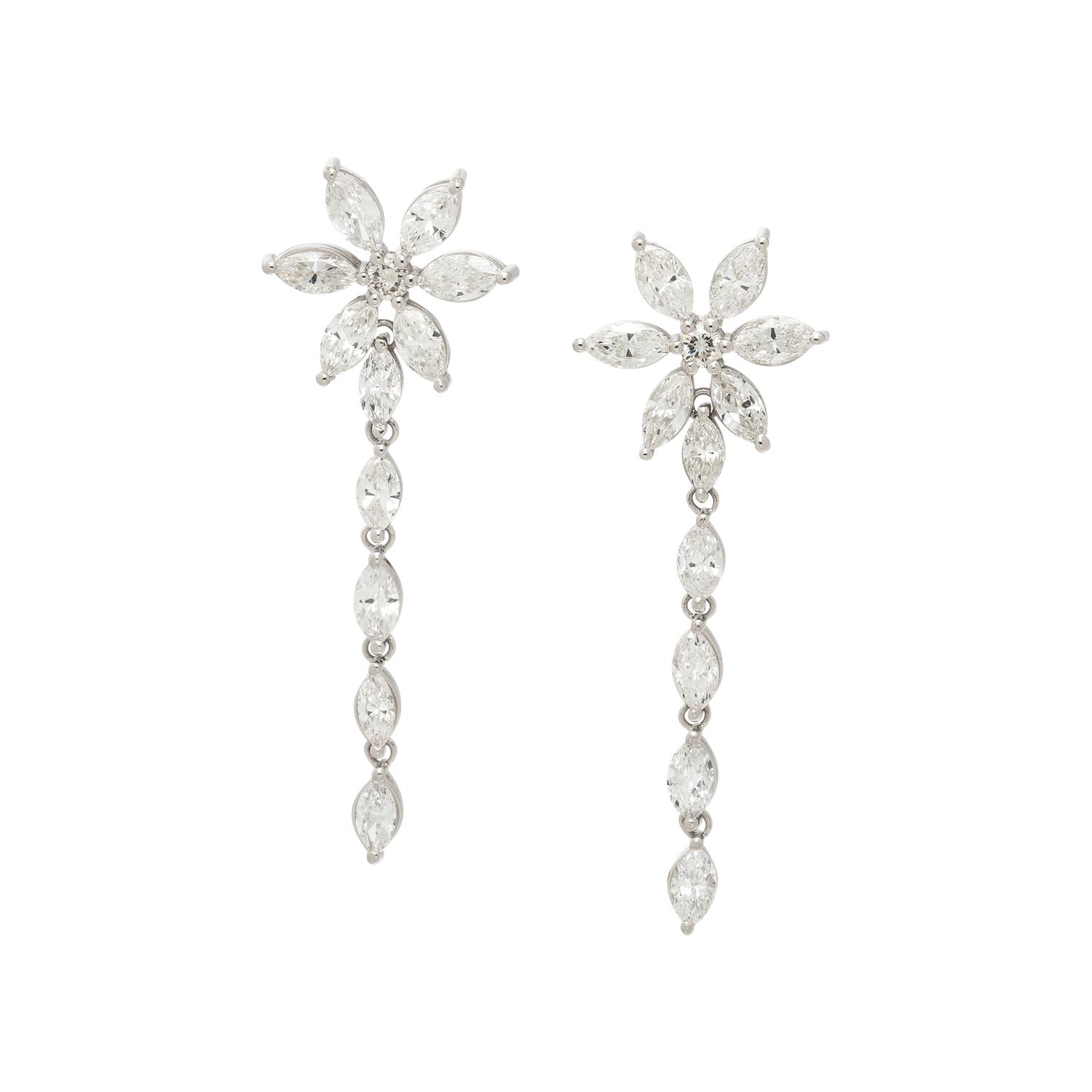 DIAMOND AND PLATINUM FLOWER EARRINGS